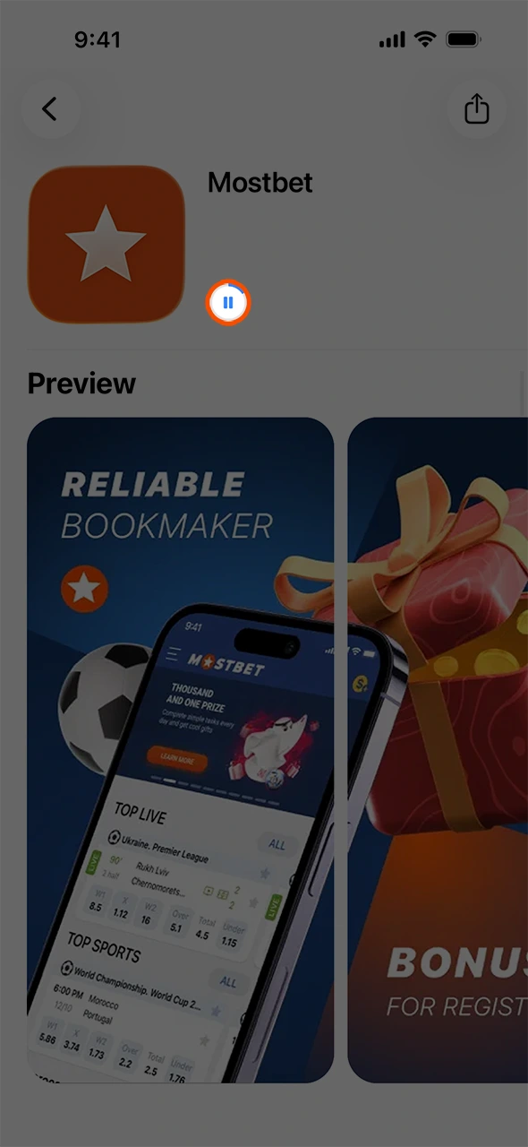 Let the process finish before launching the Mostbet iOS app.