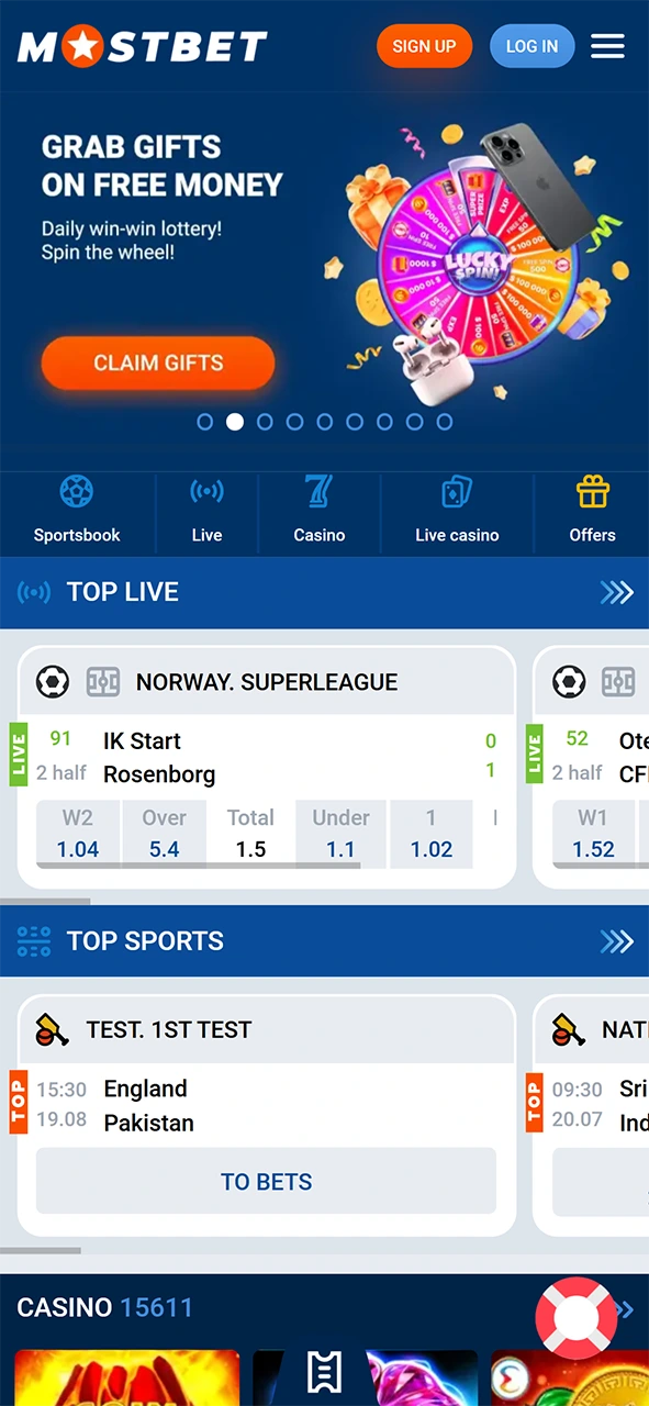Launch the Mostbet app to begin your account registration quickly.
