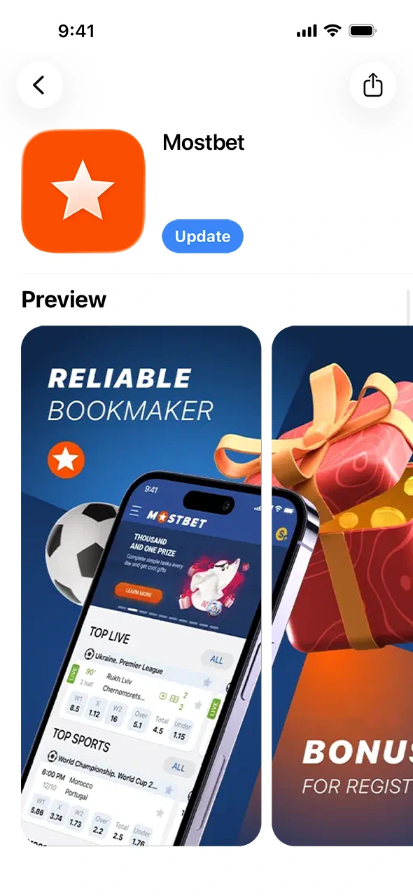 Go to the marketplace to update the Mostbet app quickly.