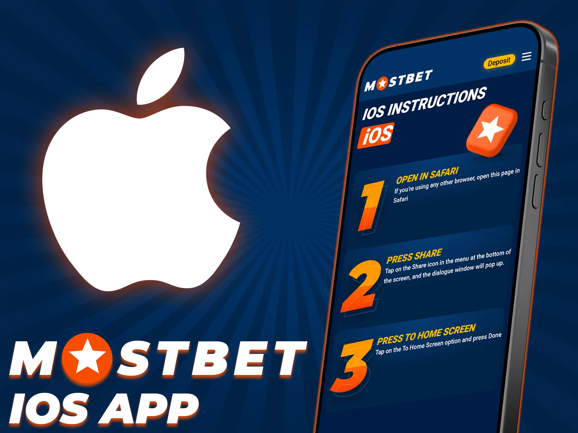 Install the Mostbet app on your iOS device to start betting.