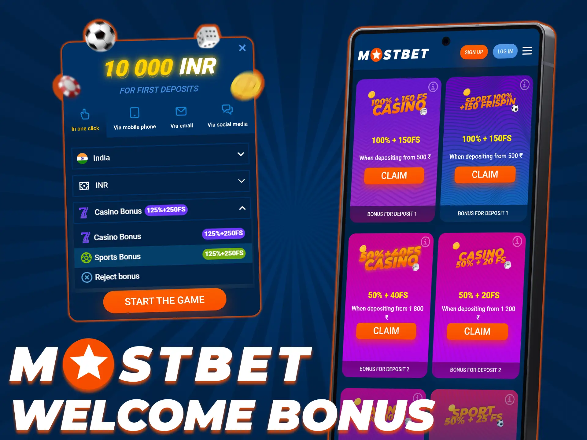 Claim a generous welcome offer after registering in the Mostbet app.