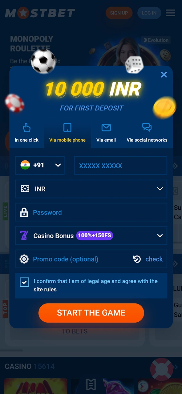 Register a new profile to start your Mostbet cricket betting.