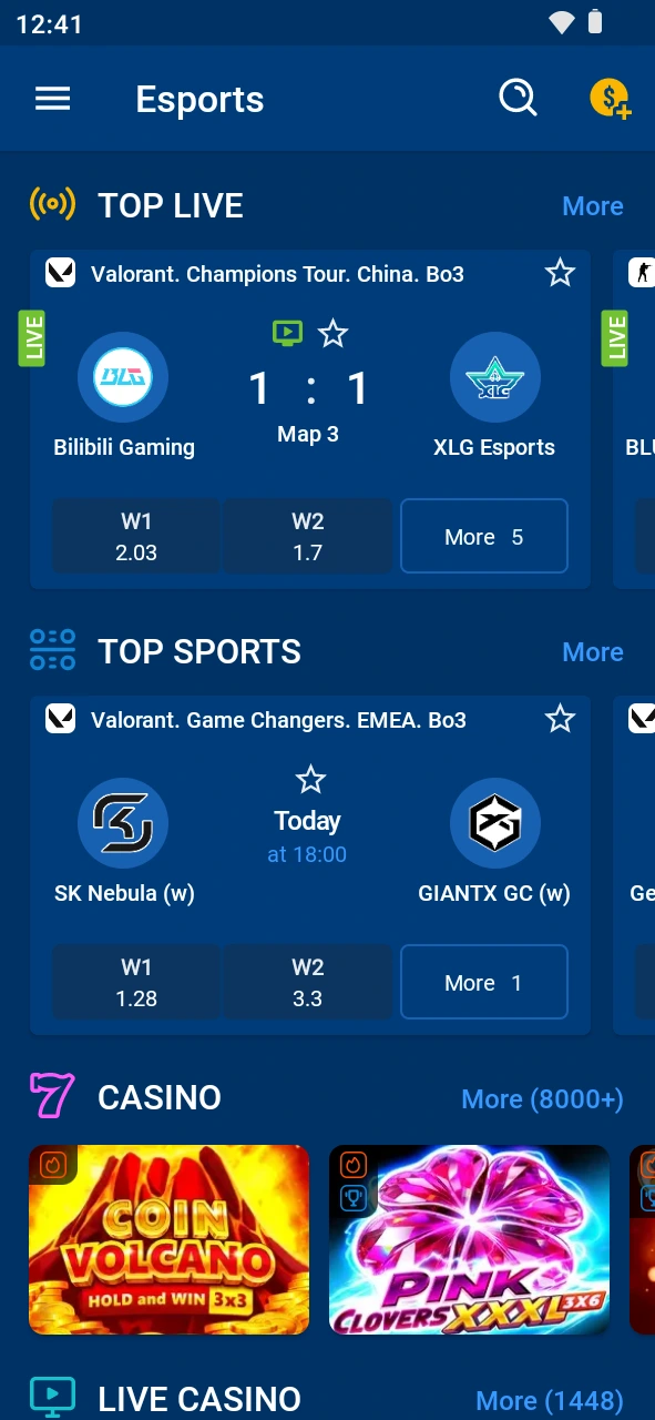 Find your favorite cyber tournaments in the Mostbet esports app.