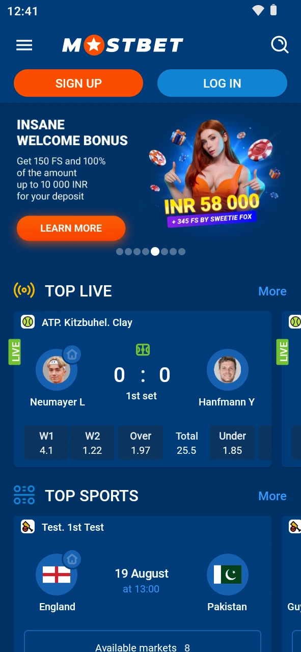 Run the installed program to launch your Mostbet hockey app.
