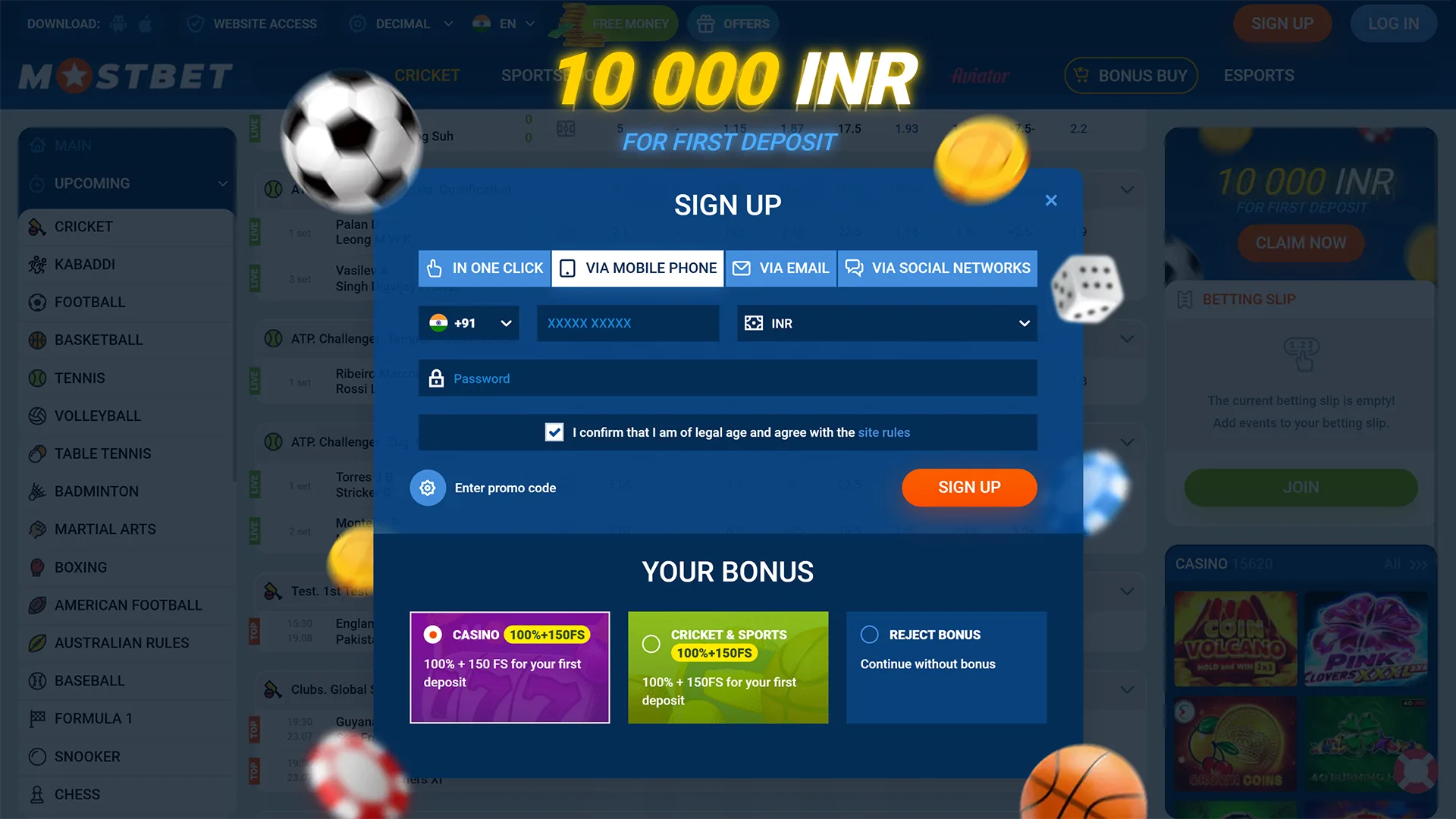 Sign up or authorize to start your Mostbet hockey wagers.