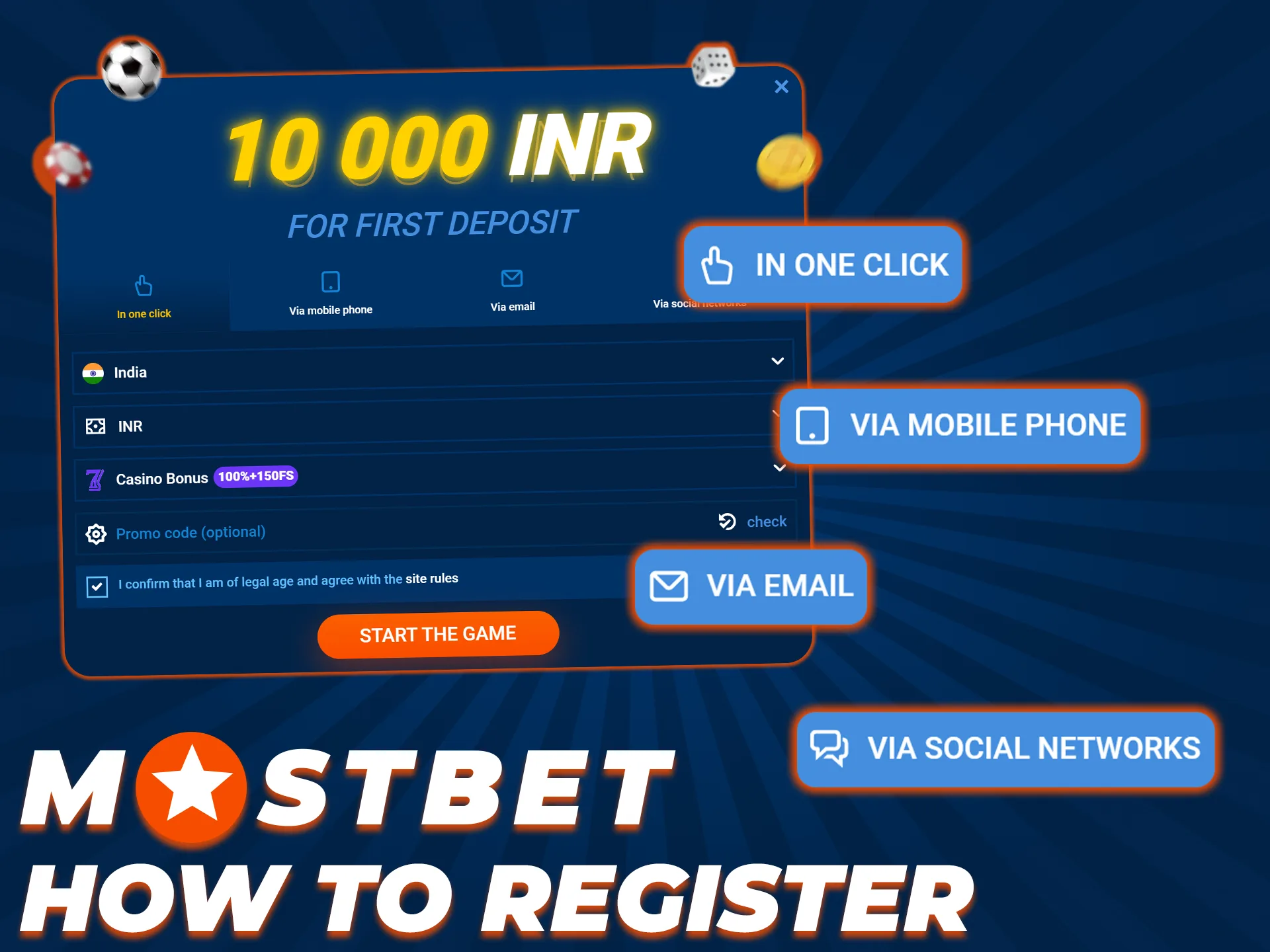 Create your personal account today to start winning at Mostbet India.