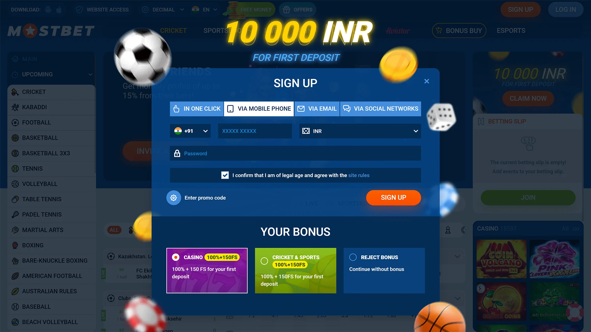 Open the Mostbet registration form to create your new account quickly.