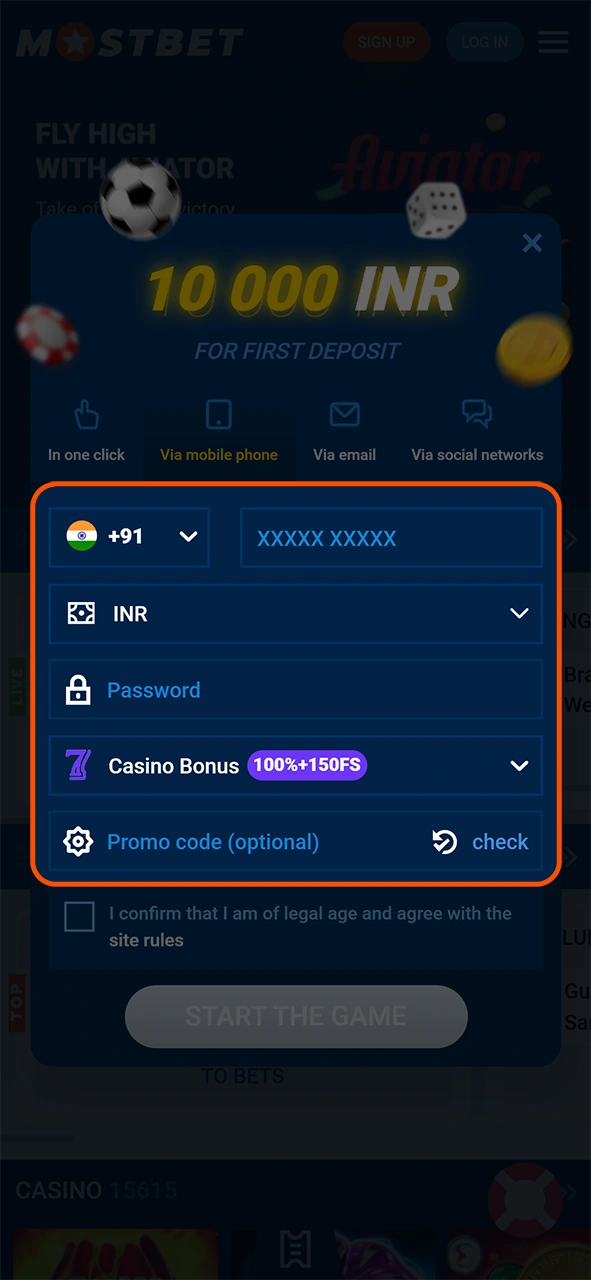 Provide accurate details during your Mostbet registration to sign up.